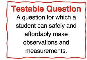 Definition of a testable question for designing an experiment.