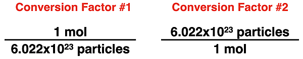 Using Avogadro's number to create two molecules-moles conversion factors.
