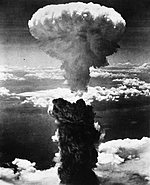 Mushroom cloud over Hiroshima, Japan (1945).