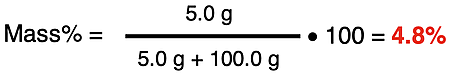 Example calculation of the percent mass of a solute.