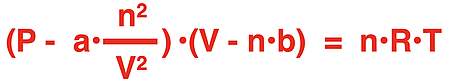 Van der waal's equation for real gas: (P - a•(b^2/V^2)•(V - n•b) = n•R•T