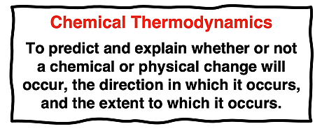 Definition of chemical thermodynamics; emphasis on predicting and explaining whether or not a chemical or physical change will occur, the direction in which it occurs, and the extent to which it occurs.