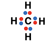 Lewis dot diagram depicting electron sharing in CH4.