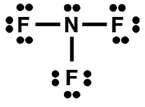 Lewis electron dot diagram for NF3.