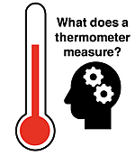 Thinking person with caption - What does a thermometer measure?