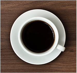 Homogenous mixture - a cup of coffee.
