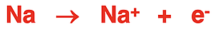 Chemical equation showing Na forming Na+ ion.