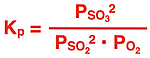 Equilibrium constant equation for a gas-phase, homogeneous reaction, using partial pressures.