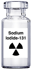 Diagram of a bottle of sodium iodide-131, a radiopharmaceutical.